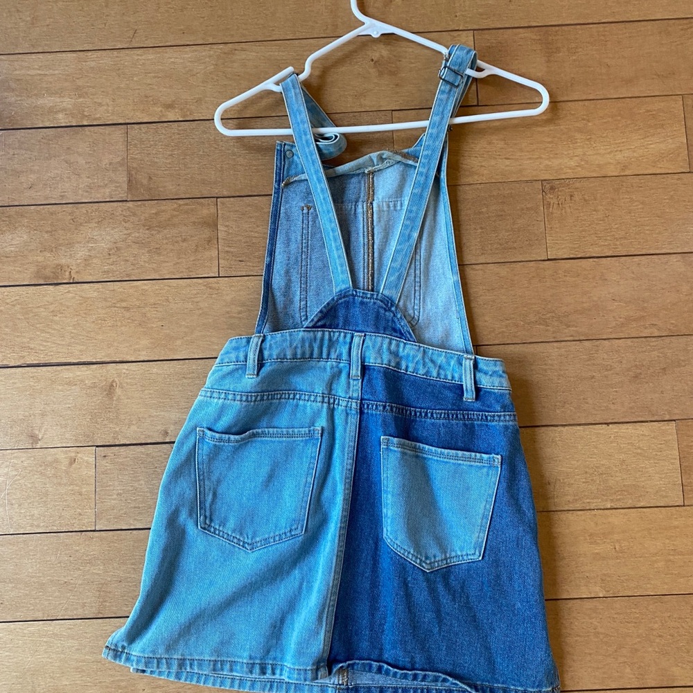 Denim Patchwork Overall Dress - image 2